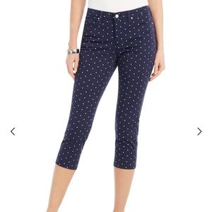 Charter Club -  Blue/White Polka Dot Printed Bristol Tummy Control Capri Jeans
